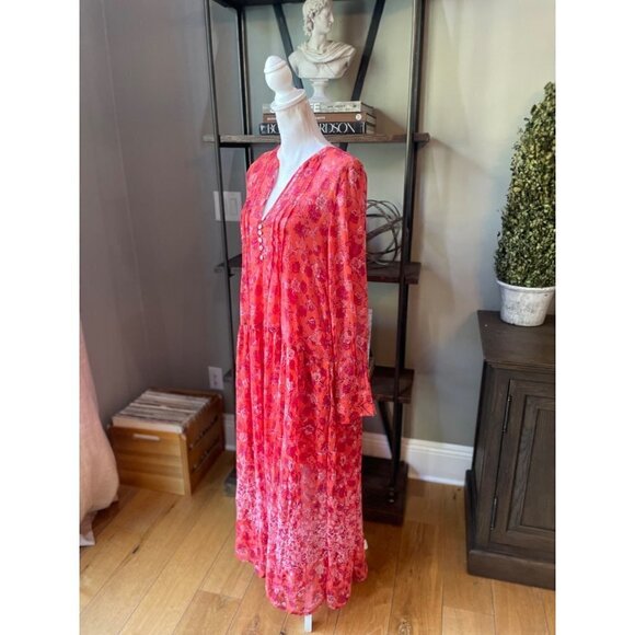 Free People See It Through Dress Coral Combo Womens Size Small - Picture 9 of 12